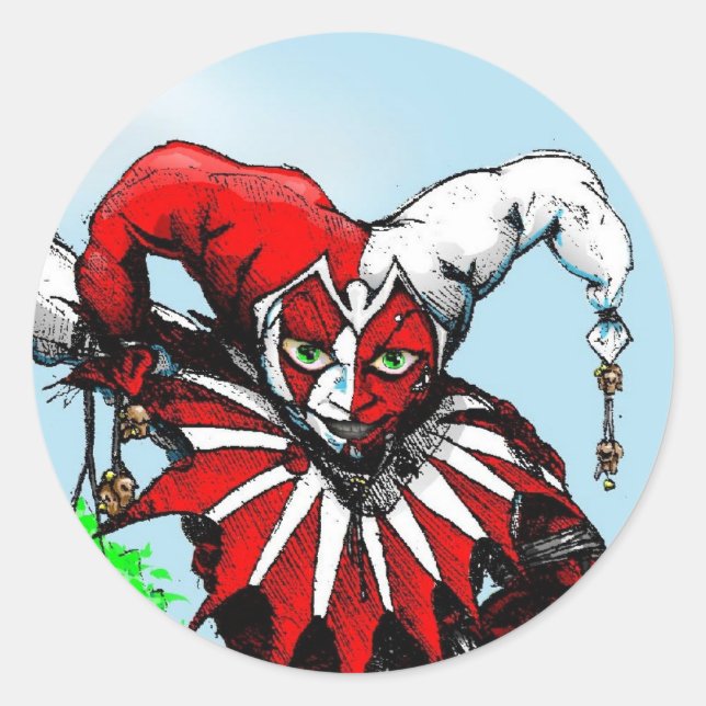 Jester mit Ballons2 Runder Aufkleber (Vorderseite)
