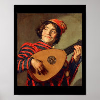 Jester mit Lute Poster Canvas Print
