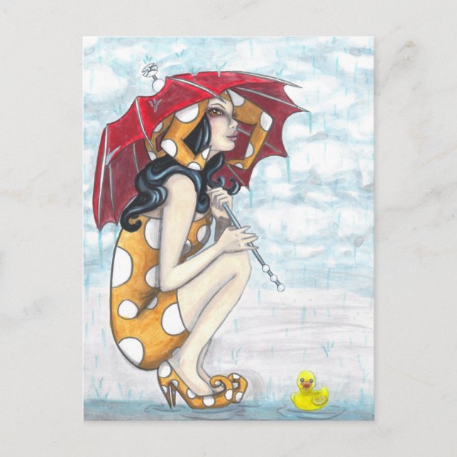 Jester mit Umbrett + Rubber Ducky Art Postcard Postkarte (Vorderseite)