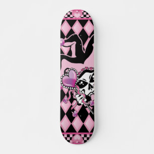 Jester von Hearts Skull Skateboard