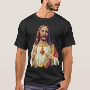 Jesu Heiliger Herzfriedenszeichen Portrait T - Shi T-Shirt