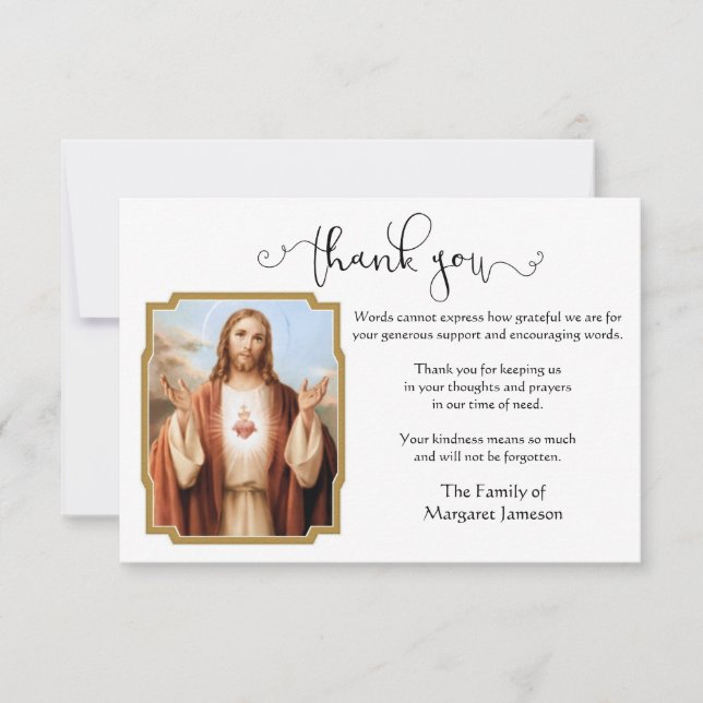 Jesu Heiliges Herz Vielen Dank Beileid Dankeskarte (Vorderseite)