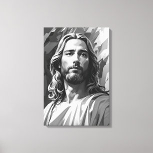 Jesu Schwarz-Weiß-Leinwand Leinwanddruck