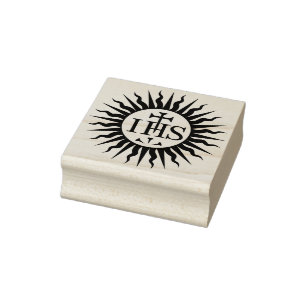 Jesuit IHS Christogram Sun Burst Jesus Gummistempel