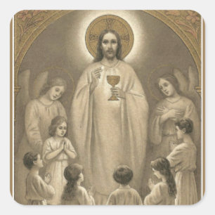 Jesus-Abendmahl-Engels-erstes heilige Quadratischer Aufkleber
