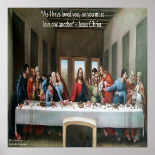 Jesus @ Abendmahl Liebe einander Zitat Poster