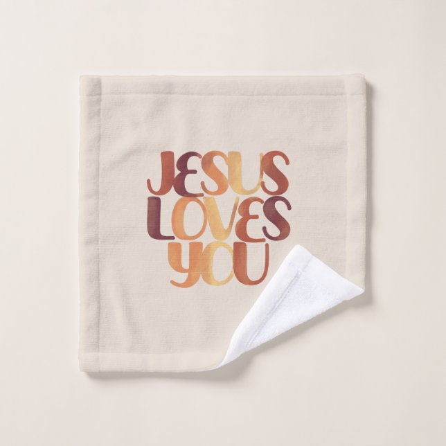 Jésus aime la typographie chrétienne Design (Gant de toilette)