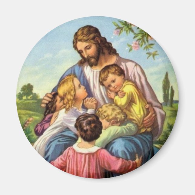 Jésus aime les enfants Magnet (Devant)