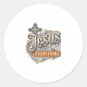 Jesus Alles Vintage Christliche Typografie Desi Runder Aufkleber
