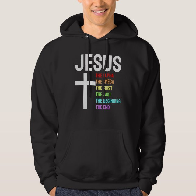 Jesus Alpha Omega erste Anfang Ende Christi Hoodie (Vorderseite)