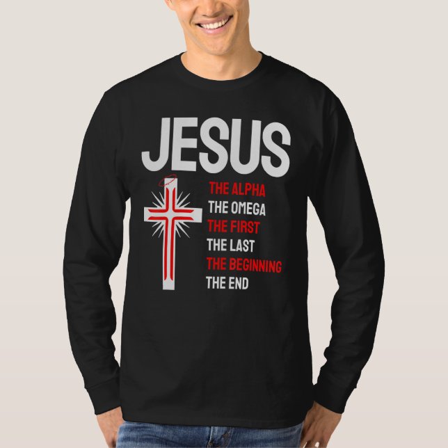 Jesus Alpha Omega erste Anfang Ende Christi T-Shirt (Vorderseite)