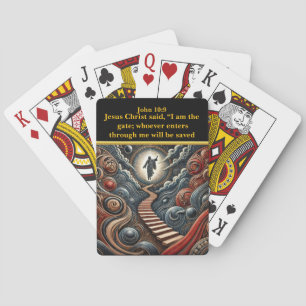 Jesus am Himmelstor - Johannes 10:9 Kunstwerk Spielkarten