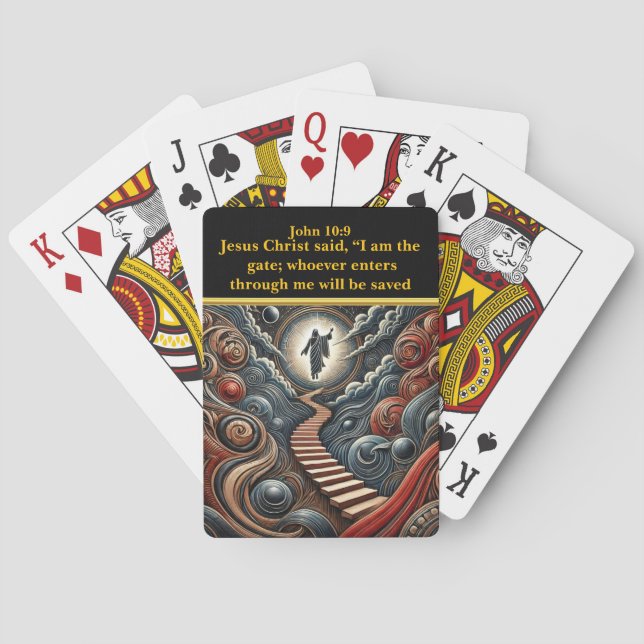 Jesus am Himmelstor - Johannes 10:9 Kunstwerk Spielkarten (Rückseite)