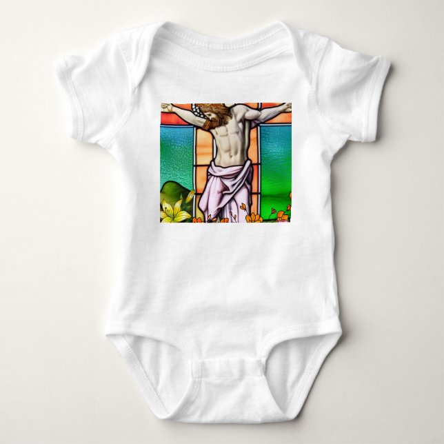 Jesus am Kreuz Baby Strampler (Vorderseite)