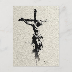 Jesus am Kreuz Illustration Postkarte