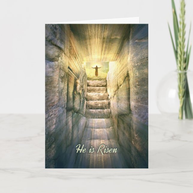 Jesus am leeren Grab Auferstehung Feiertagskarte (Vorderseite)