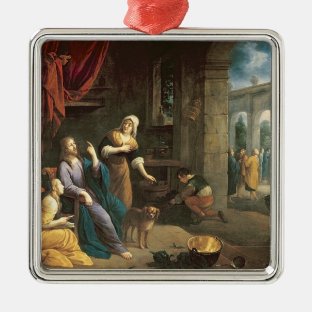 Jesus am Zuhause von Martha und von Mary Silbernes Ornament (Vorne)