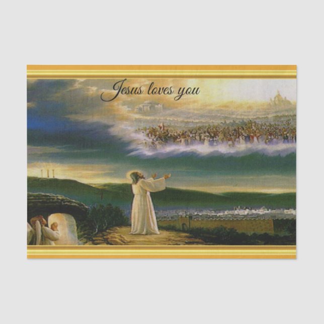 Jesus an das Tor-Goldbeschaffenheits-dem Entwurf Seidenpapier (Vorderseite)