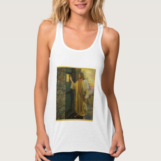 Jesus an deiner Tür mit einer Goldfolie Tank Top (Vorderseite)