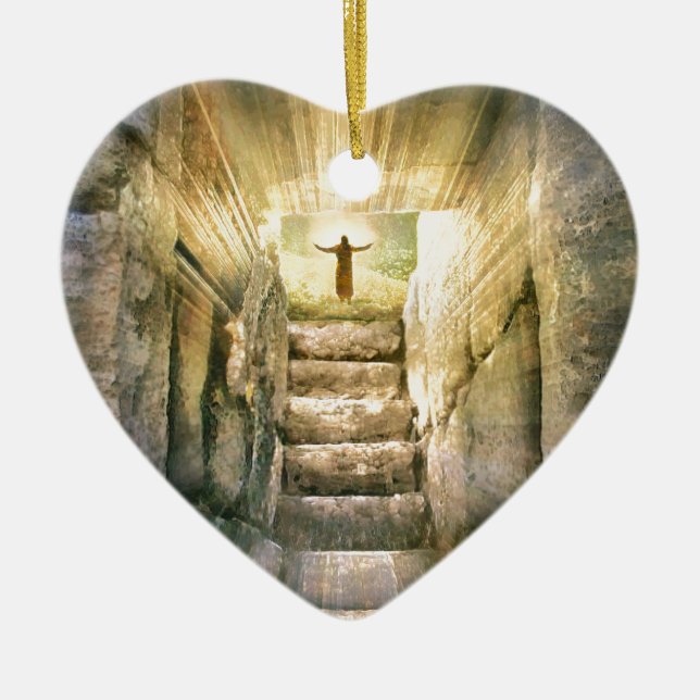 Jesus an leerer Grab-Ostern-Auferstehung Keramikornament (Vorne)