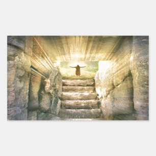 Jesus an leerer Grab-Ostern-Auferstehung Rechteckiger Aufkleber