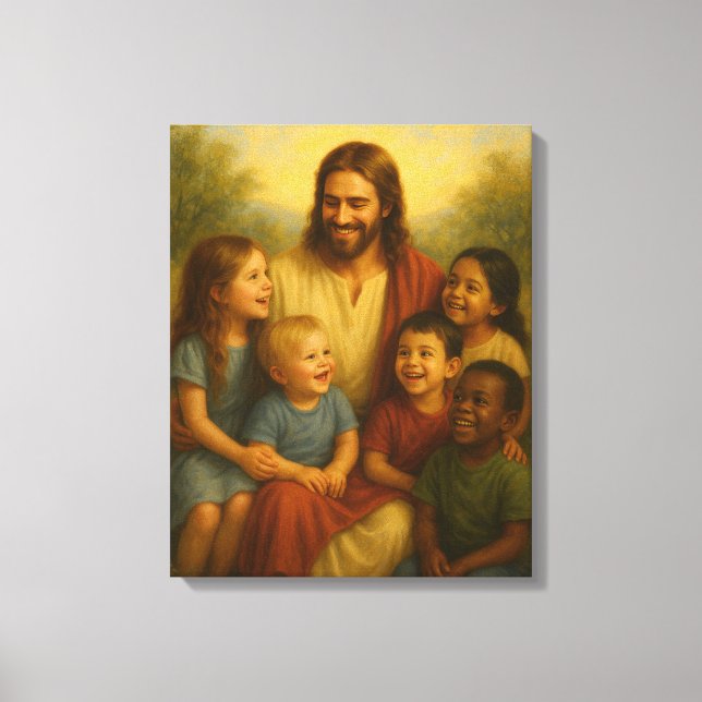 Jesus and Children™ LDS Wall Art Leinwand (Vorderseite)