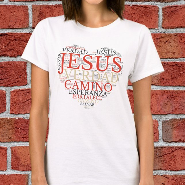 Jesus and Faith Heart Women's Christlich Spanisch T-Shirt (Von Creator hochgeladen)