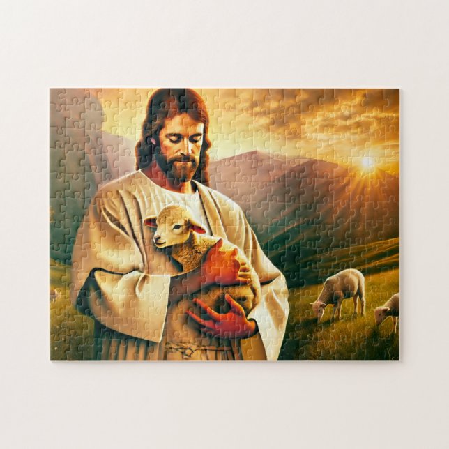 Jesus and Lamb Christian Divine Comfort (Horizontal)