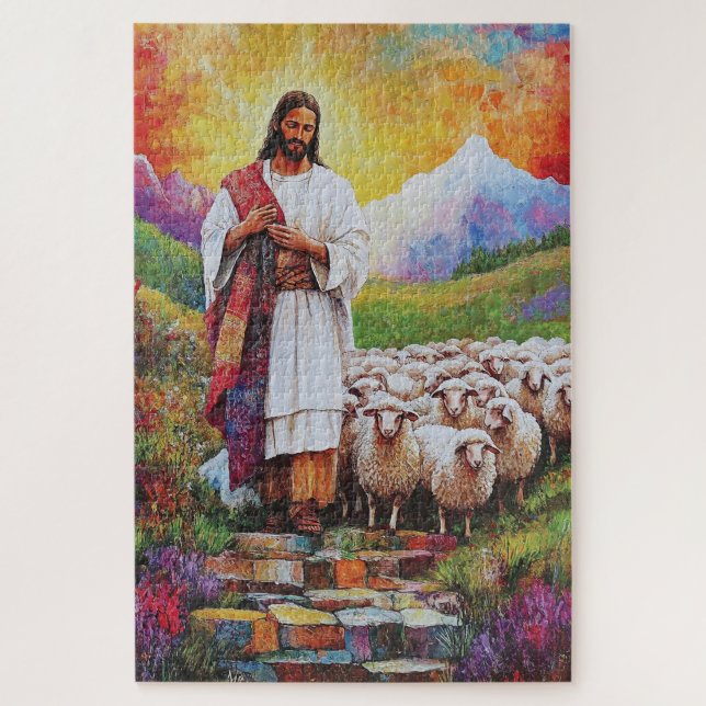 Jesus and Sheep Puzzle (Vertikal)