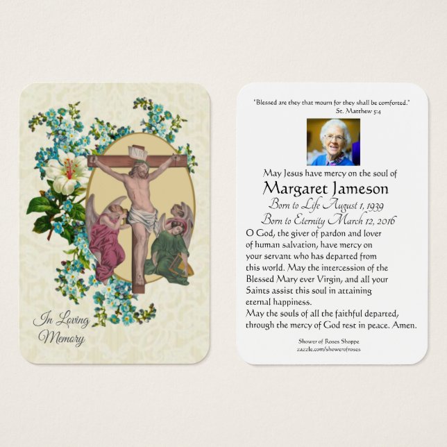 Jesus Angels catholique Funeral Memorial Carte Sai (Devant & derrière)
