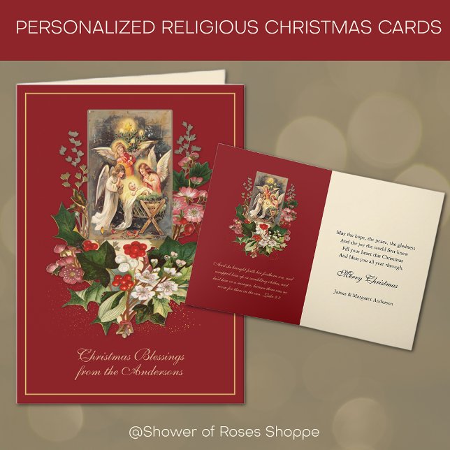 Jesus Angels Weihnachtskarte Feiertagskarte (Traditional Religious Christmas Cards with Scripture Verse - Easy to personalize)