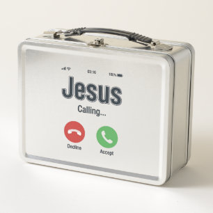 Jesus Anruf-Handybildschirm Christliches T-Shirt-D Metall Brotdose