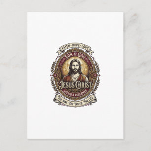 Jesus Antiques Erbstück Grafik T-Shirt Christliche Postkarte