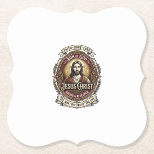 Jesus Antiques Erbstück Grafik T-Shirt Christliche Untersetzer