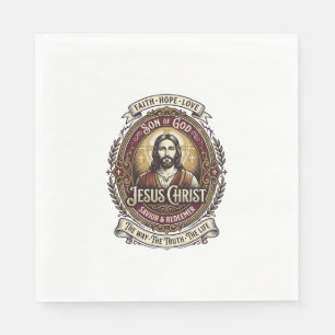 Jesus Antiquitäten Erbstück Grafik T-Shirt Christl Serviette