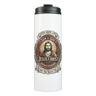 Jesus Antiquitäten Erbstück Grafik T-Shirt Christl Thermosbecher