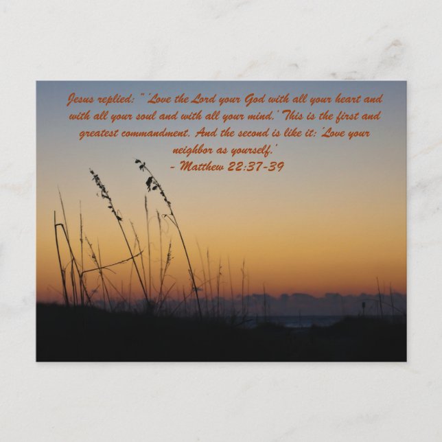 Jesus antwortete:" "Liebe den Herrn, deinen Gott,  Postkarte (Vorderseite)