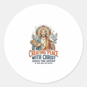 Jesus-Aquarell-Hobby-T-Shirt Inspirierend Glaube Runder Aufkleber