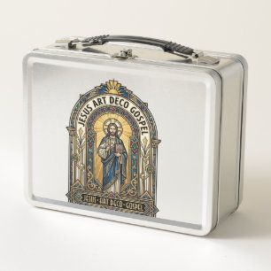 Jesus Art Deco Gospel Jesus Art Deco Christlicher  Metall Brotdose