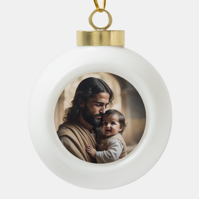 Jesus Art Keramik Kugel-Ornament (Vorderseite)