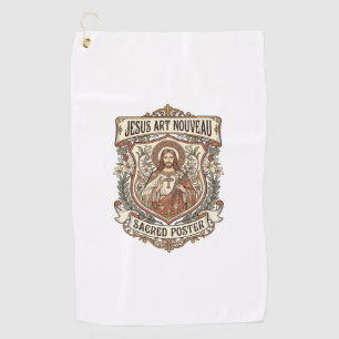 Jesus Art Nouveau Heiliger Poster Jesus Art Nouvea Golfhandtuch