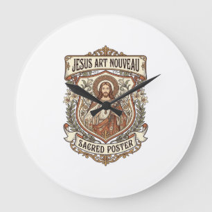 Jesus Art Nouveau Heiliger Poster Jesus Art Nouvea Große Wanduhr