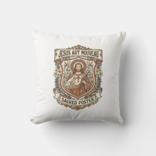 Jesus Art Nouveau Heiliger Poster Jesus Art Nouvea Kissen