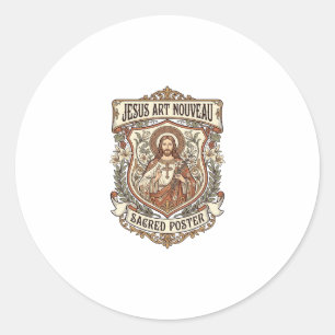 Jesus Art Nouveau Heiliger Poster Jesus Art Nouvea Runder Aufkleber