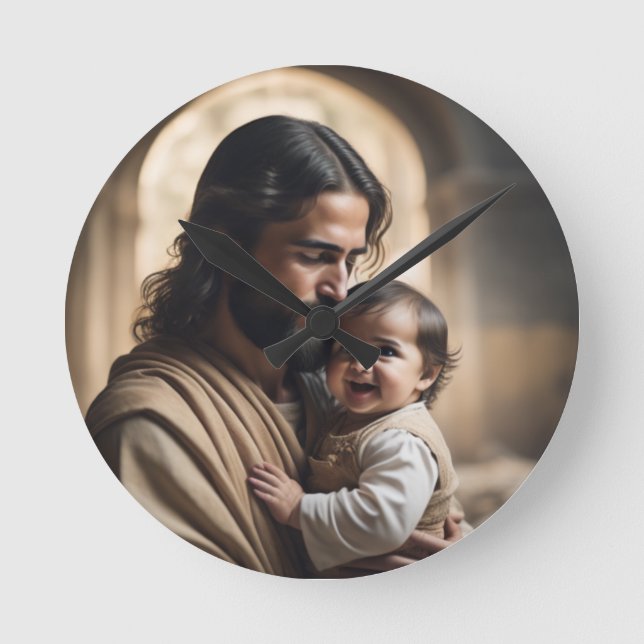 Jesus Art Runde Wanduhr (Vorderseite)