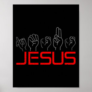Jesus ASL American Sign Language Christlich Deaf A Poster