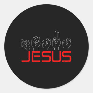 Jesus ASL American Sign Language Christlich Deaf A Runder Aufkleber