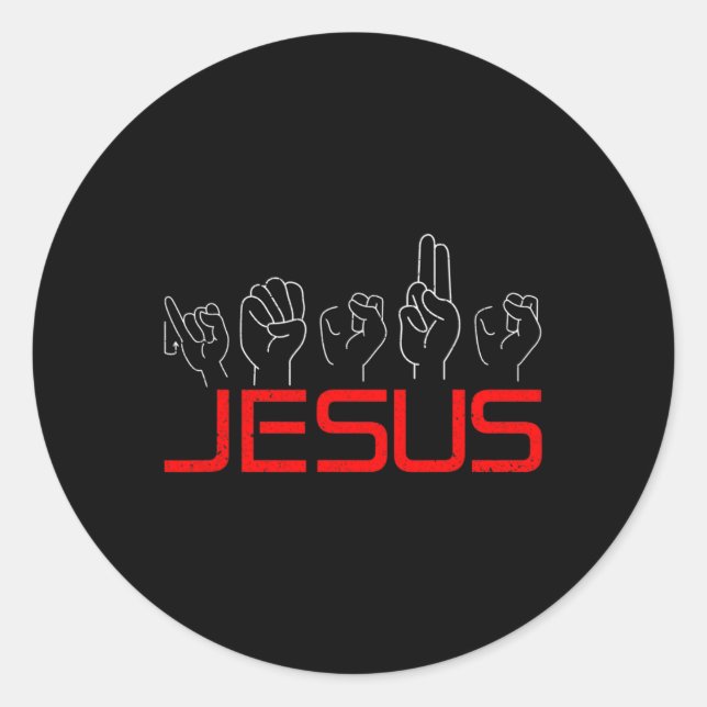 Jesus ASL American Sign Language Christlich Deaf A Runder Aufkleber (Vorderseite)