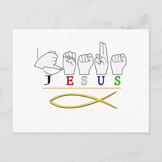 JESUS ASL FINGER SPELLED SIGN FARBEN POSTKARTE (Vorderseite)