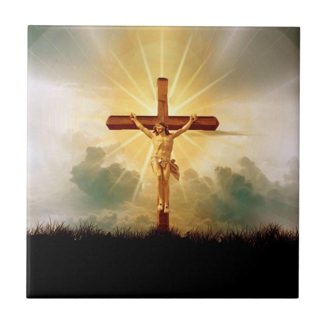 JESUS AUF DEM CROSS FLIESE (Vorderseite)